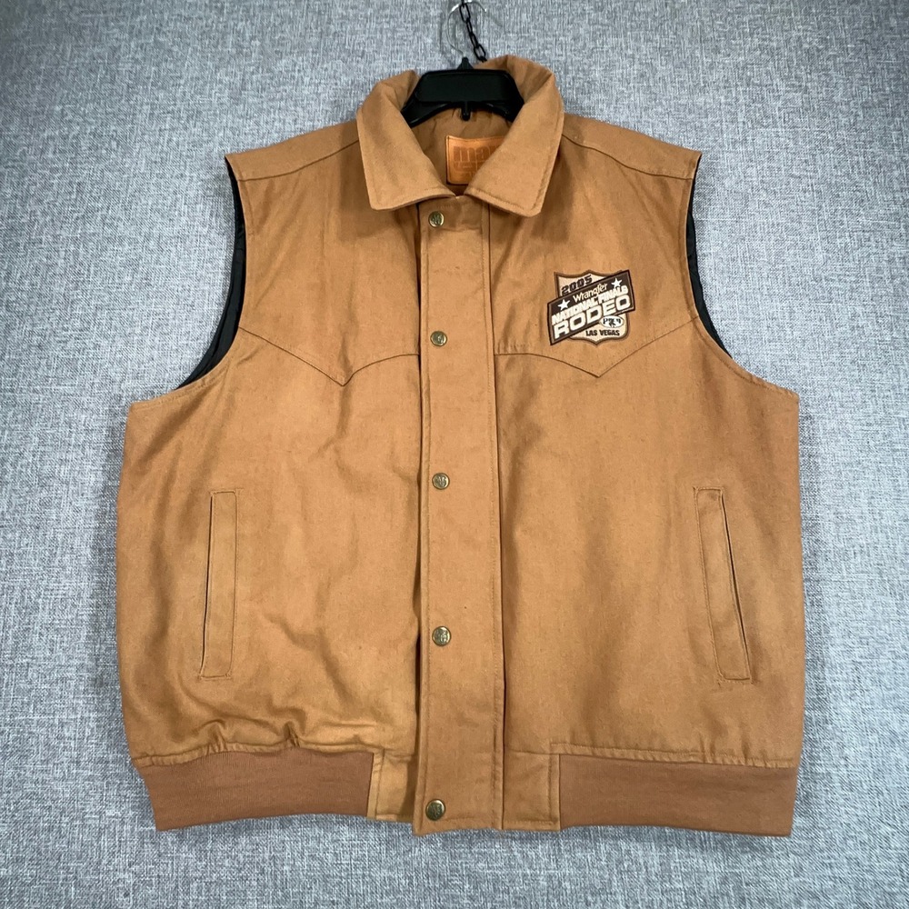 Vintage Main Gate Wrangler NFR Rodeo Vest Mens XXL Slim Fit Canvas Quilt Lined